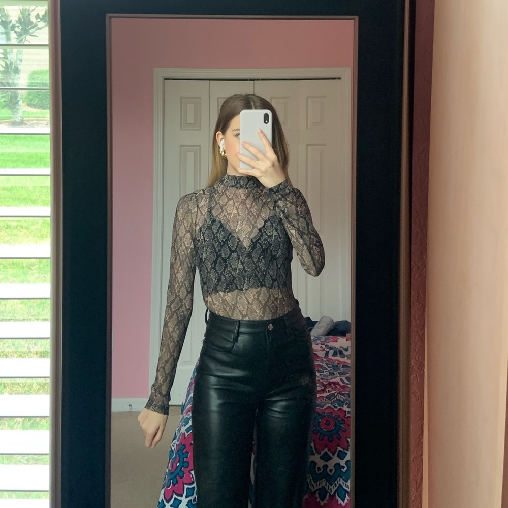 Wild Fable Snakeskin Mesh Top